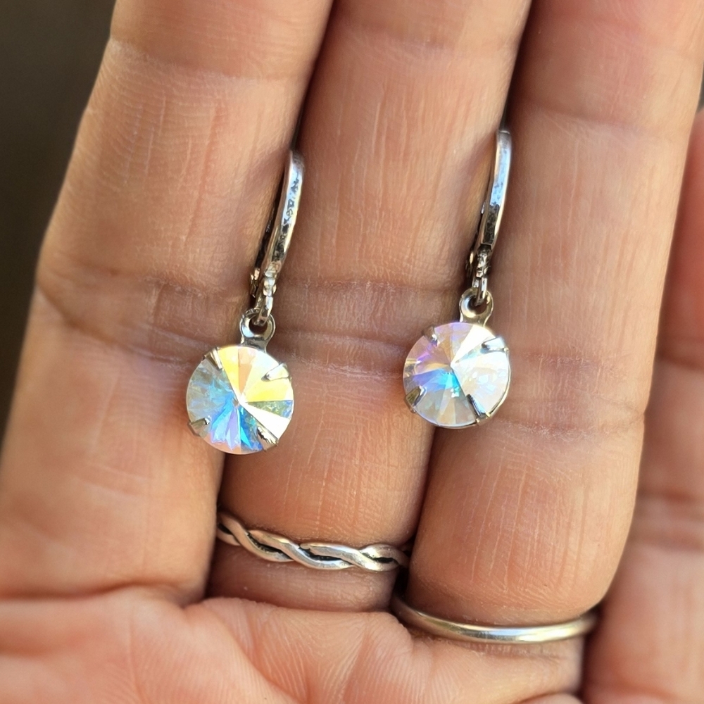 Vintage Swavorski AB Aurora Borealis rivoli-cut 925 sterling silver - Picture 12 of 17